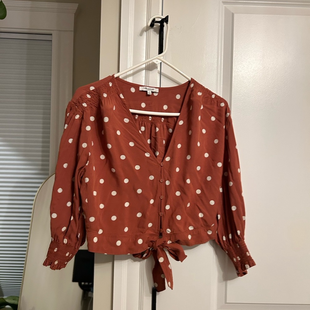 Cropped Madewell button up tight front blouse